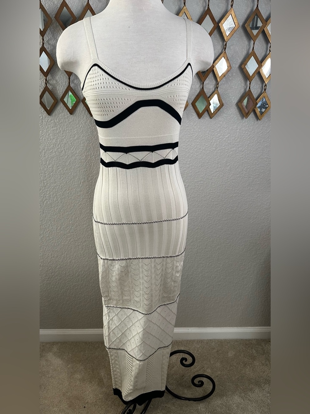 NWT TFY Collection Boho Contrast Multi-Textured Knit Maxi Slip Dress - Picture 6 of 7